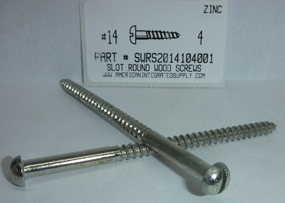 #14X4 ROUND HEAD SLOTTED WOOD SCREW STEEL ZINC PLATED