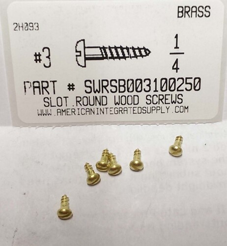 #3X1/4 ROUND HEAD SLOTTED WOOD SCREW BRASS