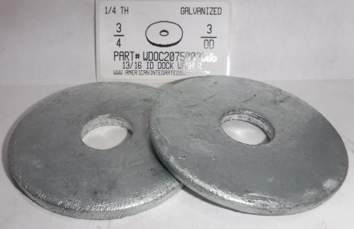3/4X3X1/4 13/16ID DOCK WASHER STEEL HOT DIP GALVANIZED