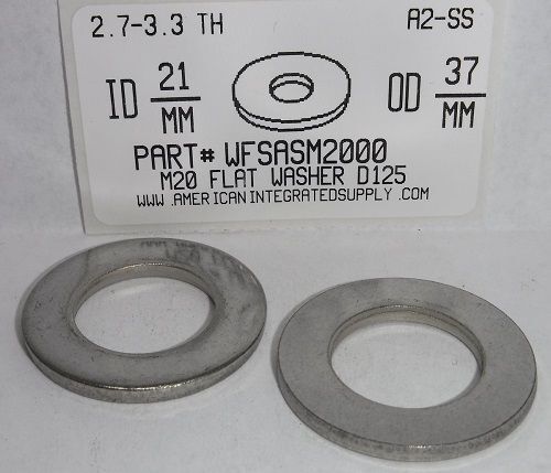 M20 FLAT WASHER A2 STAINLESS STEEL D125 21IDX37ODX3MM THICK