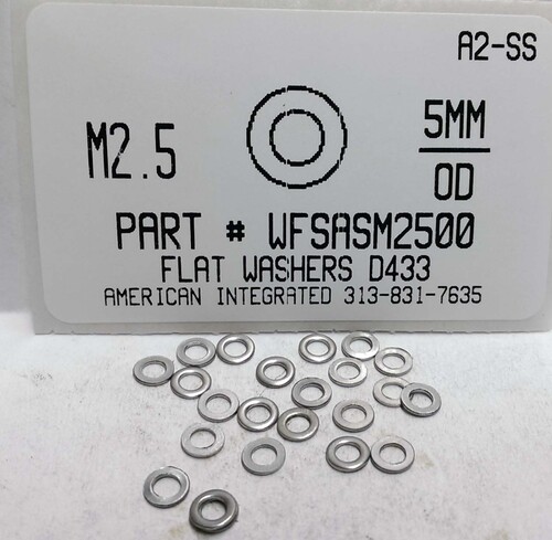 M2.5 Stainless Steel Flat Washers 2.7 x 6.0 x 0.5 mm High Quality 