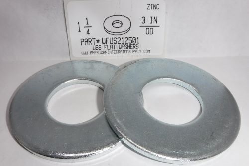 1-1/4 USS FLAT WASHER STEEL ZINC PLATED 3" OUTER DIAMETER