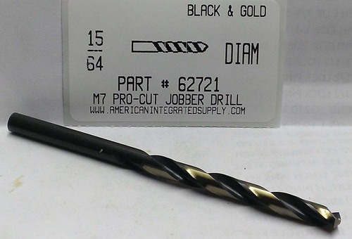 15/64 M7 HSS 135° SPLIT POINT BLACK & GOLD JOBBER DRILL BIT
