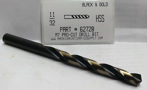 11/32 M7 HSS 135° SPLIT POINT BLACK & GOLD JOBBER DRILL BIT