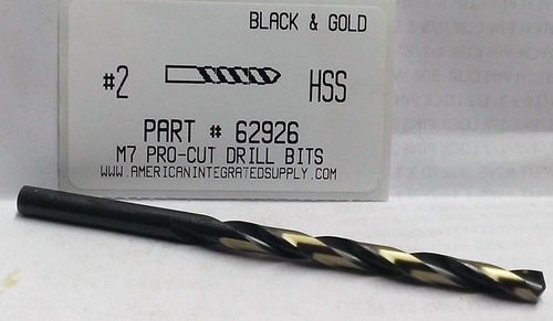#2 M7 HSS 135° SPLIT POINT BLACK & GOLD JOBBER DRILL BIT
