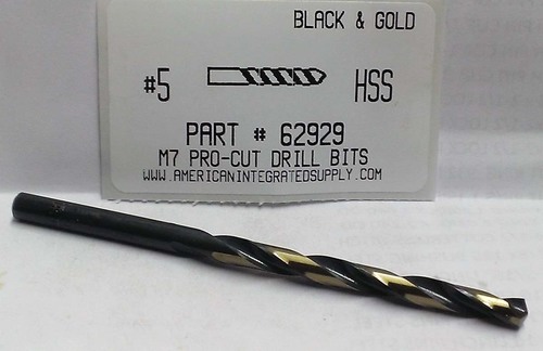 #5 M7 HSS 135° SPLIT POINT BLACK & GOLD JOBBER DRILL BIT