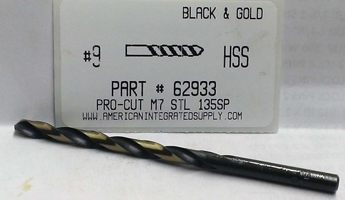 #9 M7 HSS 135° SPLIT POINT BLACK & GOLD JOBBER DRILL BIT