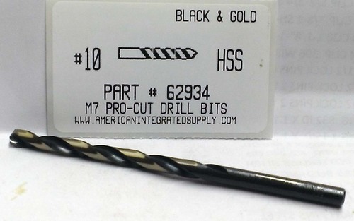 #10 M7 HSS 135° SPLIT POINT BLACK & GOLD JOBBER DRILL BIT
