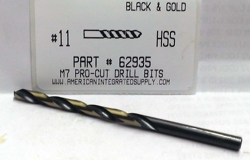 #11 M7 HSS 135° SPLIT POINT BLACK & GOLD JOBBER DRILL BIT