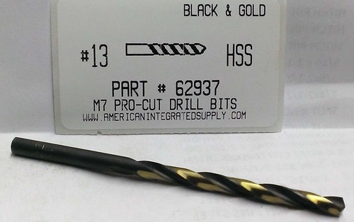 #13 M7 HSS 135° SPLIT POINT BLACK & GOLD JOBBER DRILL BIT