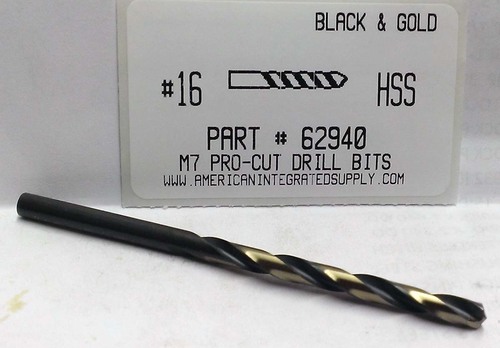 #16 M7 HSS 135° SPLIT POINT BLACK & GOLD JOBBER DRILL BIT