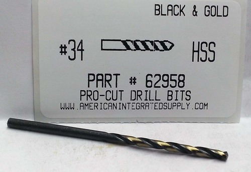 #34 M7 HSS 135° SPLIT POINT BLACK & GOLD JOBBER DRILL BIT