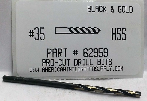 #35 M7 HSS 135° SPLIT POINT BLACK & GOLD JOBBER DRILL BIT