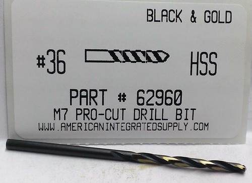 #36 M7 HSS 135° SPLIT POINT BLACK & GOLD JOBBER DRILL BIT