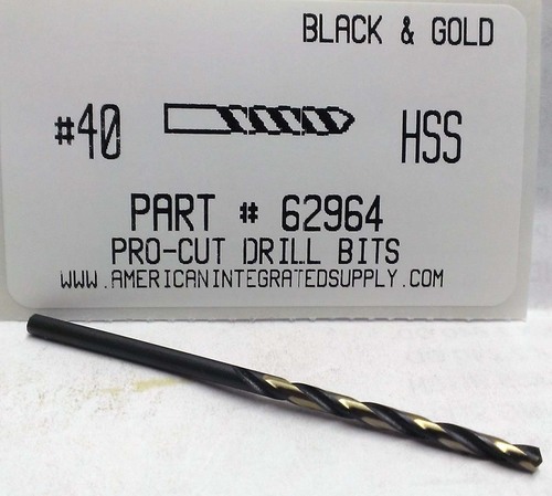 #40 M7 HSS 135° SPLIT POINT BLACK & GOLD JOBBER DRILL BIT