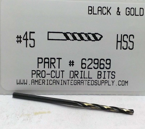 #45 M7 HSS 135° SPLIT POINT BLACK & GOLD JOBBER DRILL BIT