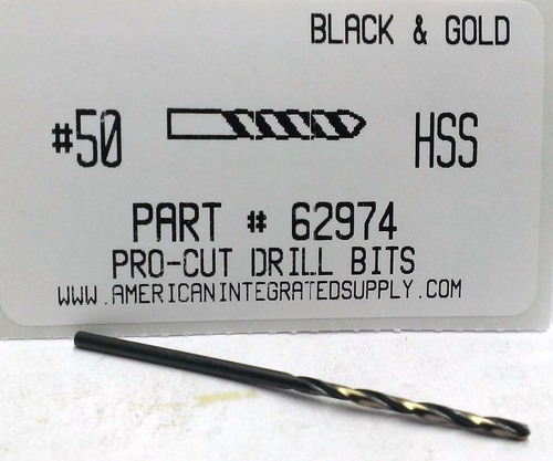 #50 M7 HSS 135° SPLIT POINT BLACK & GOLD JOBBER DRILL BIT