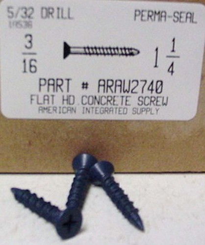 3/16X1-1/4 FLAT PHILLIPS HEAD CONCRETE SCREW USE 5/32 MASONRY DRILL