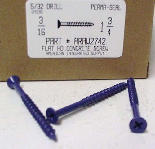 3/16X1-3/4 FLAT PHILLIPS HEAD CONCRETE SCREW USE 5/32 MASONRY DRILL