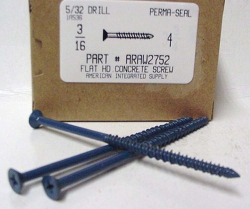 3/16X4 FLAT PHILLIPS HEAD CONCRETE SCREW USE 5/32 MASONRY DRILL