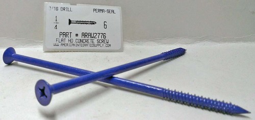 1/4X6 FLAT PHILLIPS HEAD CONCRETE SCREW USE 3/16 MASONRY DRILL