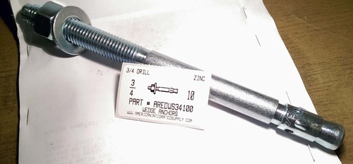 3/4X10 WEDGE ANCHOR STEEL ZINC PLATED USE 3/4 DRILL