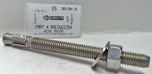 1/2X5-1/2 WEDGE ANCHOR 303/304 STAINLESS STEEL USE 1/2 DRILL