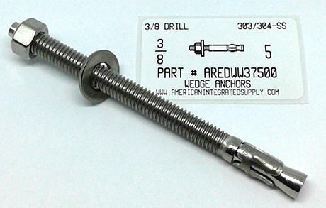 3/8X5 WEDGE ANCHOR 303/304 STAINLESS STEEL USE 3/8 DRILL
