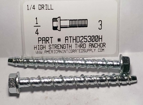 1/4X3 HEAD MINI THREADED ANCHOR ZINC USE 1/4" DRILL