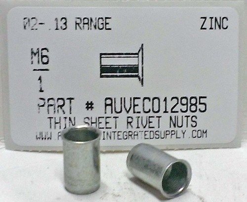 M6-1.0 THIN SHEET NUTSERT STL .030-.165 GRIP 3/8 HOLE