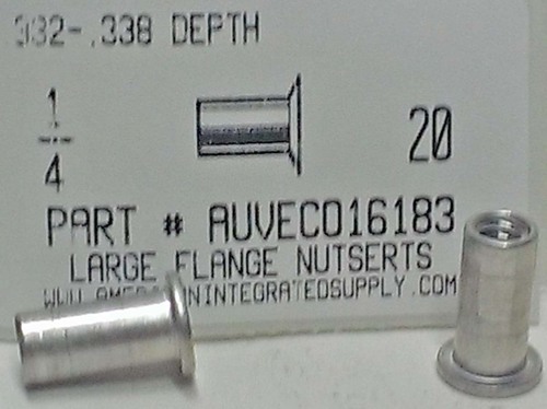 1/4-20 LARGE FLANGE NUTSERT ALUMINUM .080-.140" GRIP .332-.338 HOLE
