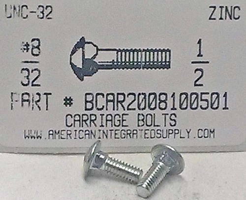 #8-32X1/2 CARRIAGE BOLT FULLY THREADED 18-8-SS