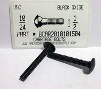 #10-24X1-1/2 CARRIAGE BOLT FULLY THREADED A307 STEEL BLACK OXIDE (DISCONTINUED)