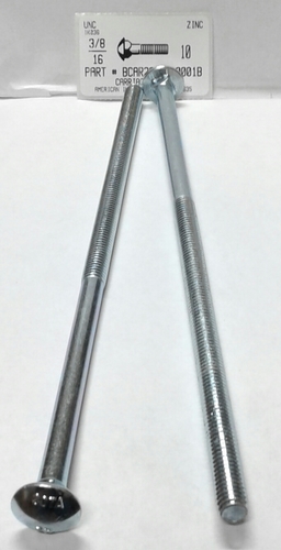 3/8-16X10 CARRIAGE BOLT 6"THREAD A307 STEEL ZINC PLATED
