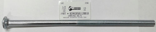 1/2-13X12 CARRIAGE BOLT 6" THREAD A307 STEEL ZINC PLATED
