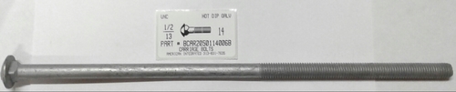 1/2-13X14 CARRIAGE BOLT 6"THREAD A307 STEEL HOT DIP GALVANIZED