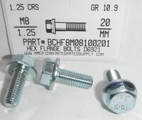 M8-1.25X20MM HEX FLANGE HEAD CAP SCREW 10.9 STEEL ZINC PLATED D6921