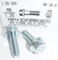 M8-1.25X25MM HEX FLANGE HEAD CAP SCREW 10.9 STEEL ZINC PLATED D-6921