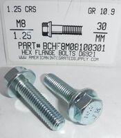 M8-1.25X30MM HEX FLANGE HEAD CAP SCREW 10.9 STEEL ZINC PLATED D-6921
