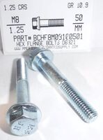 M8-1.25X50MM HEX FLANGE HEAD CAP SCREW 10.9 STEEL ZINC PLATED D-6921