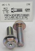 M12-1.75X40MM HEX FLANGE HEAD CAP SCREW 10.9 STEEL ZINC PLATED D6921