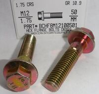 M12-1.75X50MM HEX FLANGE HEAD CAP SCREW 10.9 STEEL ZINC PLATED D6921