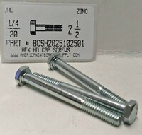 1/4-20X2-1/2 HEX HEAD CAP SCREW GRADE 2 STEEL ZINC PLATED (DISCONTINUED)