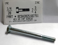1/4-20X2-3/4 HEX HEAD CAP SCREW GRADE 2 STEEL ZINC PLATED (DISCONTINUED)