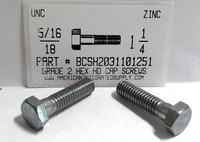 5/16-18X1-1/4 HEX HEAD CAP SCREW GRADE 2 STEEL ZINC PLATED (DISCONTINUED)