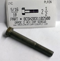 5/16-18X2-1/2 HEX HEAD CAP SCREW GRADE 2 STEEL PLAIN (DISCONTINUED)