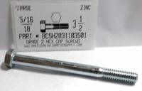 5/16-18X3-1/2 HEX HEAD CAP SCREW GRADE 2 ZINC PLATED (DISCONTINUED)