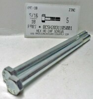 5/16-18X5 HEX HEAD CAP SCREW GRADE 2 STEEL ZINC PLATED (DISCONTINUED)