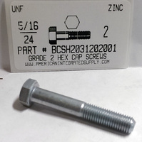 5/16-24X2 HEX HEAD CAP SCREW GRADE 2 STEEL ZINC PLATED (DISCONTINUED)