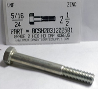 5/16-24X2-1/2 HEX HEAD CAP SCREW GRADE 2 STEEL ZINC PLATED (DISCONTINUED)